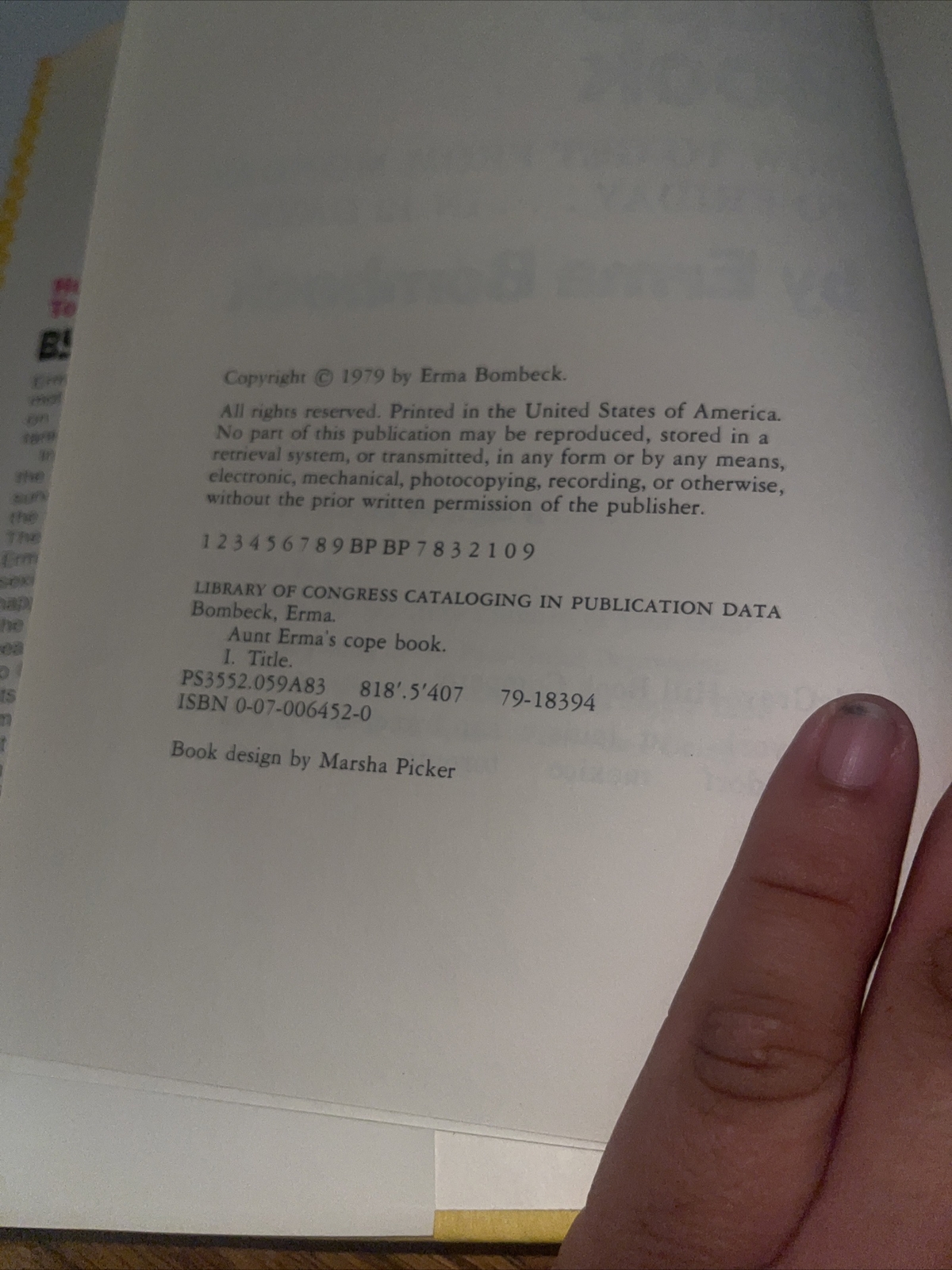 Aunt Erma s Cope Book How To Get From Monday To Friday By Erma Bombeck 1979 EBay
