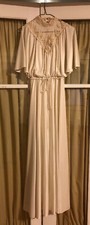 Ladies' Vintage Nightgown Elegant Long Ivory with Lace Women's XS or S RARE