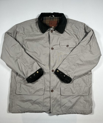 #ad #ad Aberdeen Coat Mens 2XL Beige Canvas Plaid Lined Corduroy Collar Outdoor Workwear $32.99