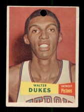 1957-58 TOPPS BASKETBALL #30 WALTER DUKES ROOKIE RC DETROIT PISTONS (HOLE PUNCH)