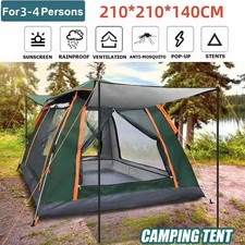 2-4 Man Automatic Instant Double Layer Pop Up Camping Tent Waterproof Outdoor UK