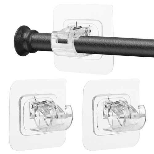 4 Pcs Wall Brackets Curtain Rod Holder Transparent Cabinet Single Holders - Bild 11 von 12