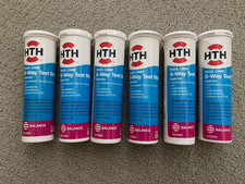 New HTH Swimming Pool Spa Care 6 Way Test Strips, 6 x 15 strips each, 90 total
