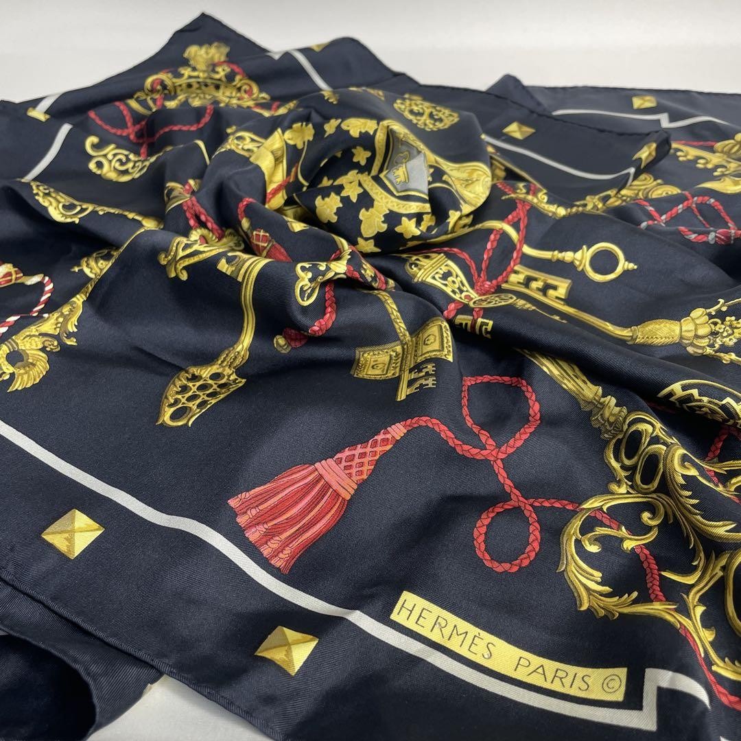 2504-108 Hermes Carre 90 Scarf Silk Black From Japan