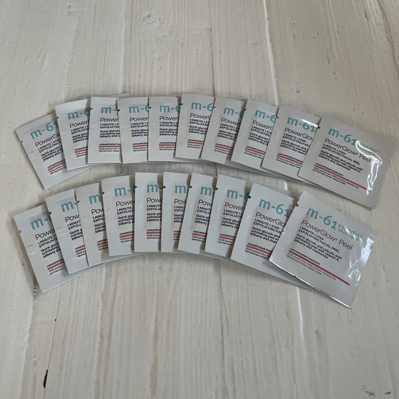Lot of 20 M-61 PowerGlow Peel 1 Minute 1 Step Exfoliating Facial Peel Treatments