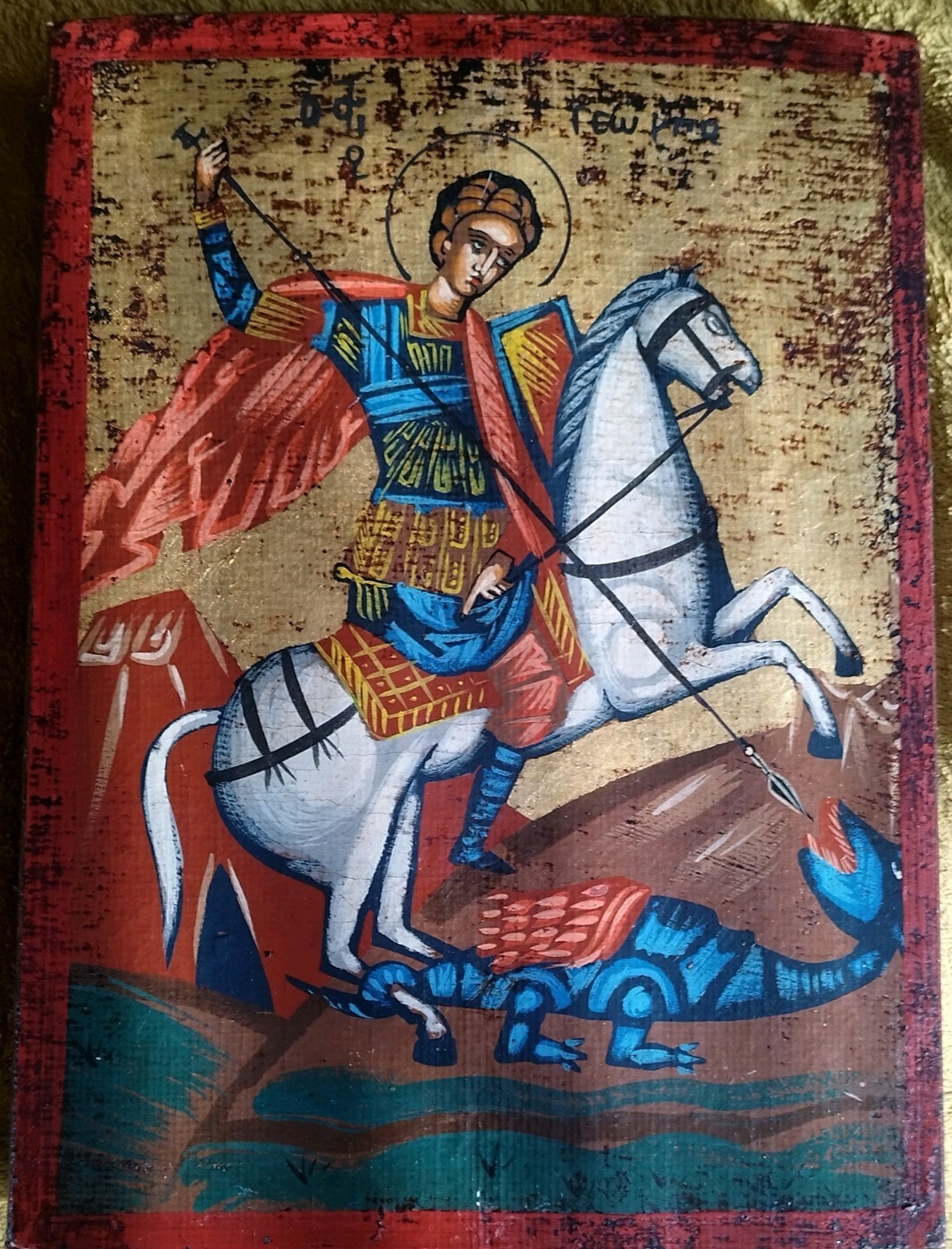 Ikone des Heiligen Georg beim Kampf mit dem Drachen