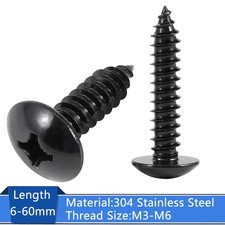 M3-M6 Phillips Truss Head Self Tapping Screws Wood Screw Black Stainless Steel