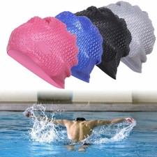 Swimming Cap Waterproof Silicone Swim Pool Hat For Adult Men Women Long Hair US