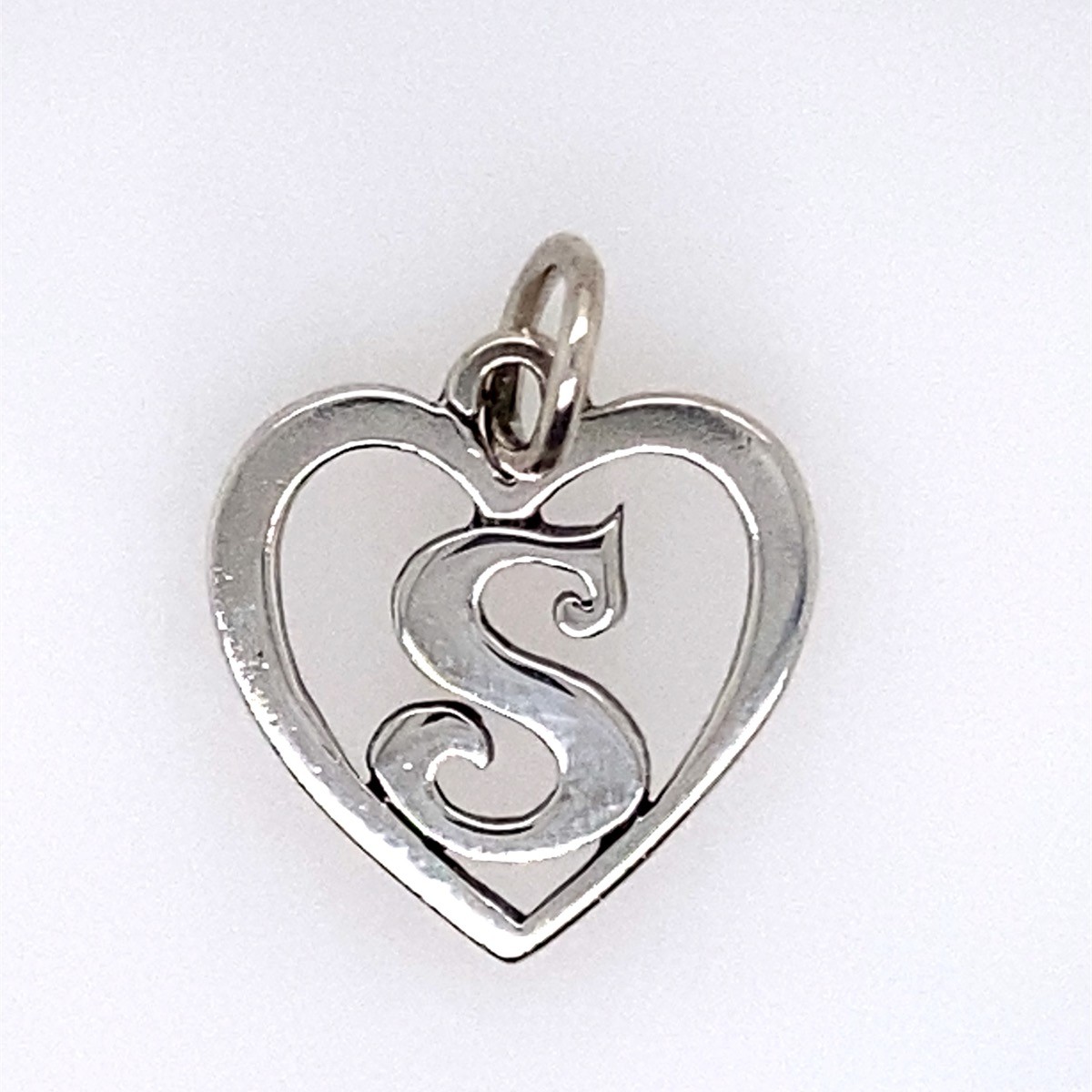 James Avery "S" Script Initial Heart Sterling Sil… - image 1