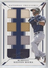 2019 Panini National Treasures Game Gear Material Eights 98/99 Keston Hiura im4