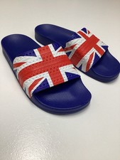adidas Adilette Union Jack Flag Slide Sandals Blue Red White Men's Casual Summer