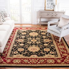 Lyndhurst Collection Area Rug - 8' x 10', Black & Red, Traditional Oriental D...