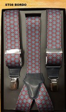 ST08 print brace base edge with leather inserts 36mm -100 Made in Italy