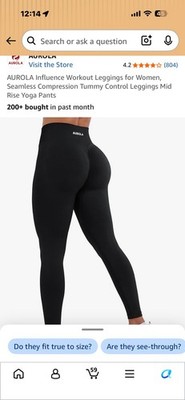 AUROLA Black Leggings - Stretchy Active Bottoms Scrunch Back Sz 2 / 4 / Small