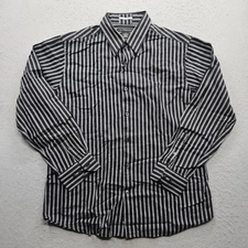 J. Ferrar Men's Size Large Black White Striped Long Sleeve Button Down Shirt