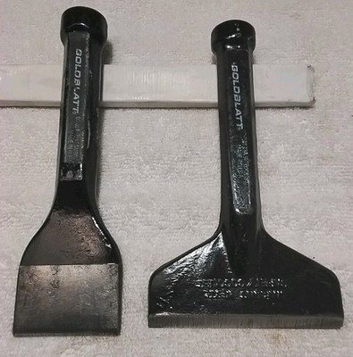 2pc GOLDBLATT 01-134 4'' × 7'' & 01-324 2-1/4'' × 7'' MASON BRICK CHISEL SET MADE IN