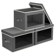 Storage Bins with Lids - Fabric Storage Boxe with Window, Collapsible Closet ...