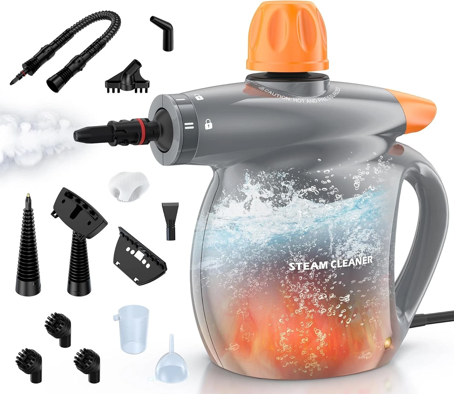 Handheld Steam Cleaner Gray 13pcs Multi Purpose