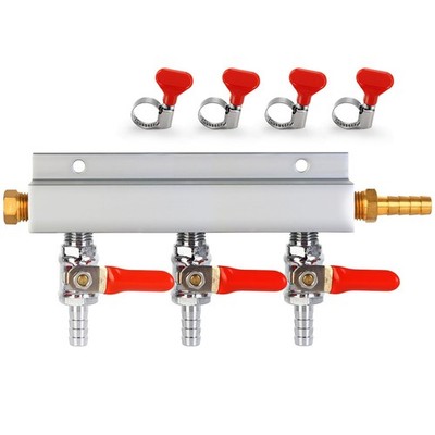 3 Way CO2 Gas Manifold 5/16'' Barbed Fitting Beer Keg Line CO2 Gas Distributor...