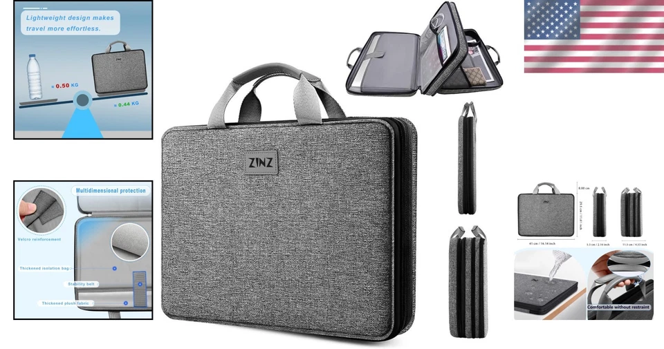 Capa expansível durável para laptop com bolsos de malha para acessórios - 15-16 polegadas - Imagem 2 de 4