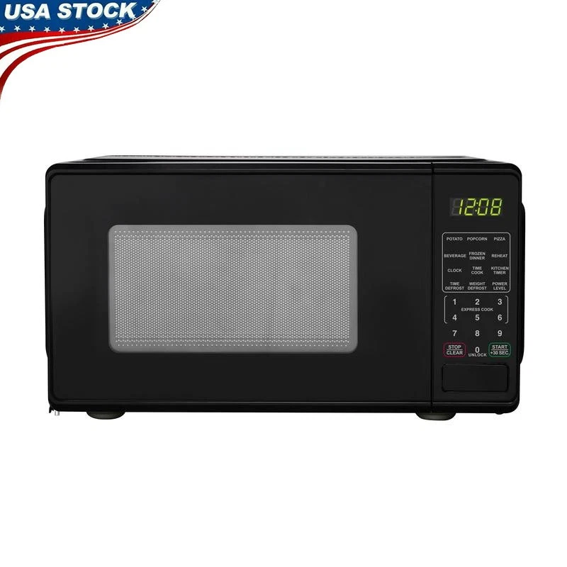 0.7 Cu ft Countertop LED Display Microwave Oven 700W Weight & Time Defrost Black