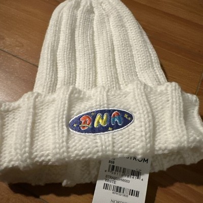BTS DNA White Knit Hat Logo Casual Stretch Junior Kids Ladies