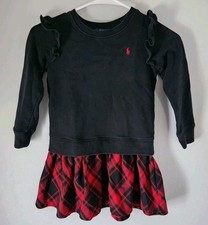 Polo Ralph Lauren Kids Plaid  Fleece Sweatshirt Dress Holiday Girls Size 5