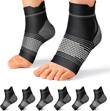 6 Pairs XL Black Plantar Fasciitis Sock Compression Foot Sleeves with Arch