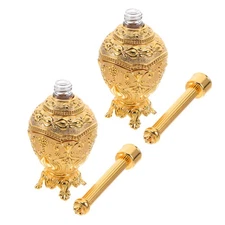 2 Pcs Catholic Holy Water Bottles Decorative Glass Alloy Christian Water Holder