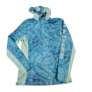 Huk Performance Fishing Long Sleeve Hoodie Sun Protection Shirt Men S Blue Camo
