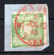 PERU, UN DINERO VERDE EN FRAGMENTO DE SOBRE, PMK DE TACNA  #SEPT- 074