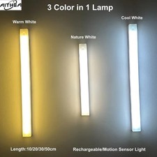 LED PIR Motion Sensor Strip Light USB Rechargeable Magnetic Cabinet Closet Lamp