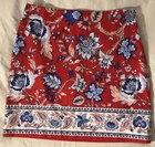 Talbots Red Blue White Floral Print Straight Mini Pencil Skirt Lined Zip Sz 6