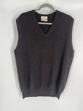 Vintage Johnny men's 100% marino wool sweater vest size L brown made in USA