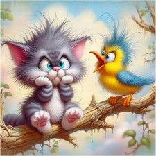 Cat Diamond Painting Kit for Adults - 5D Bird Diamond Art Beginners - DIY Full D