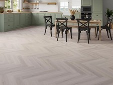 Pale Driftwood LVT Herringbone Click Fit Waterproof Vinyl Flooring 2.36m² Pack