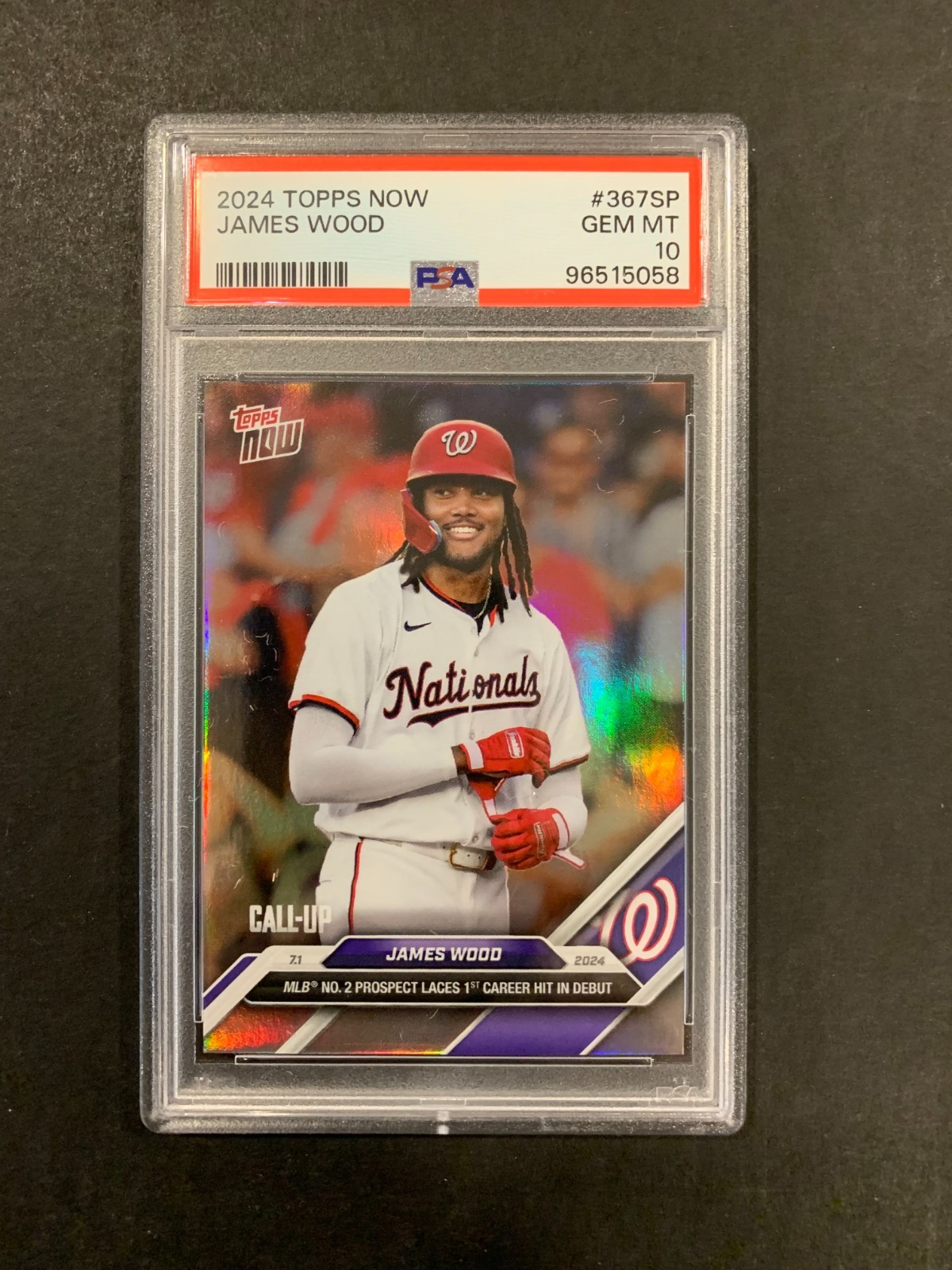 2024 Topps NOW James Wood Photo Variation Foil Call-Up Rookie RC #367SP PSA 10