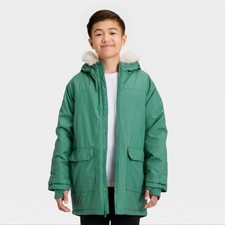 All In Motion Kids Hooded Parka Jacket - Green Size Extra Small 4/5 NWT