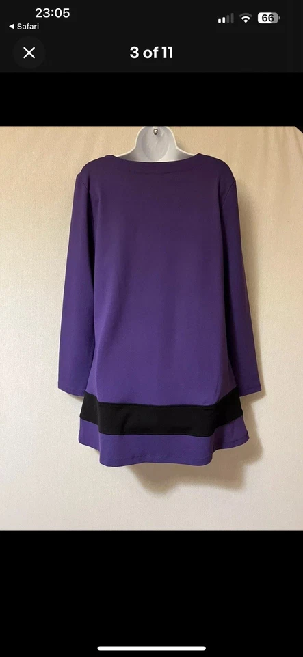 MISS VIA Designer Tunic A-line GoGo Mini Dress Ponte Jersey Purple UK 14-16 L - Image 3 of 4