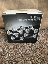 NIB Set Of 6 Godinger Shannon Crystal Knife Rests Beautiful