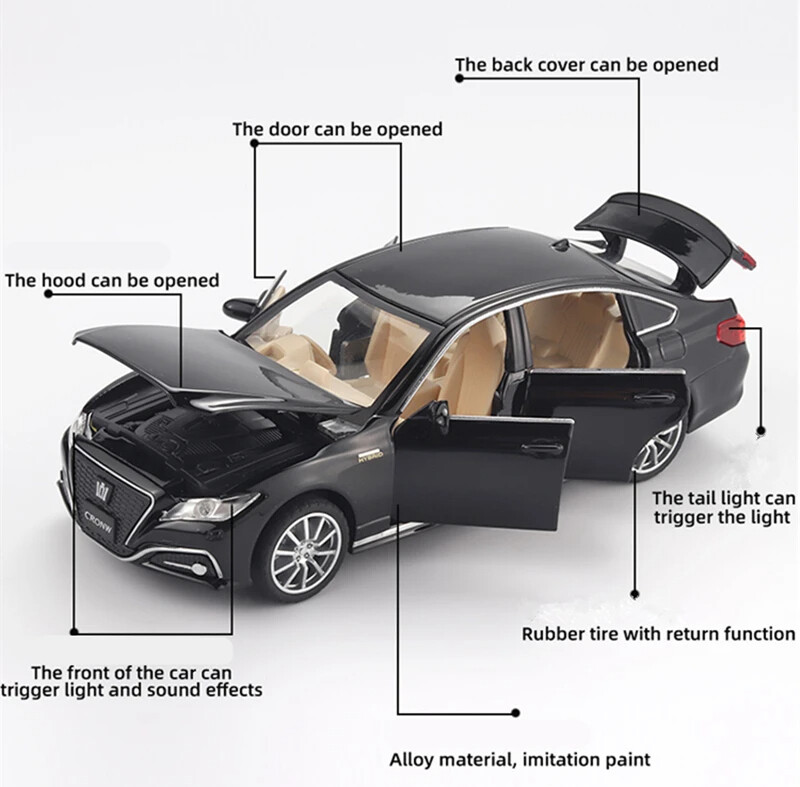1:32 Toyota CROWN 2024 Diecast Car Model Simulation Sound