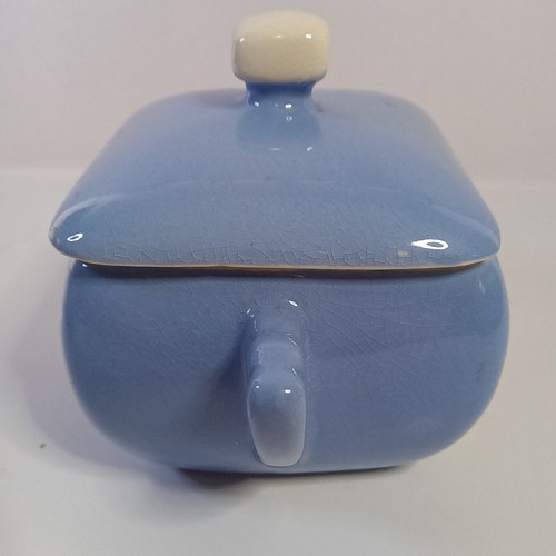 Vintage Harker Pottery Cameoware Creamer & Sugar Holder Set Blue White Flower - Picture 13 of 18