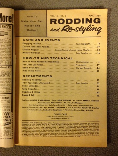RODDING AND RE-STYLING MAGAZINE -May, 1958 -Vol. 5, #3 - Picture 2 of 4