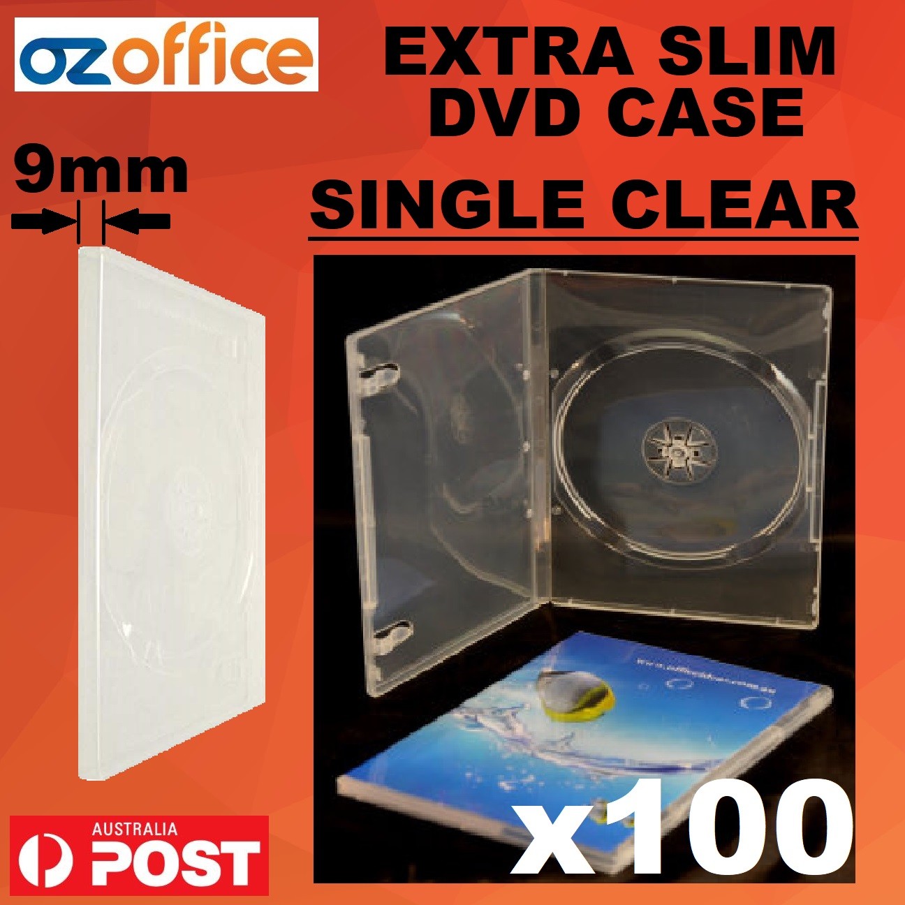 100 x 9mm EXTRA SLIM DVD Case SINGLE CLEAR Slimline DVD Covers Slimline