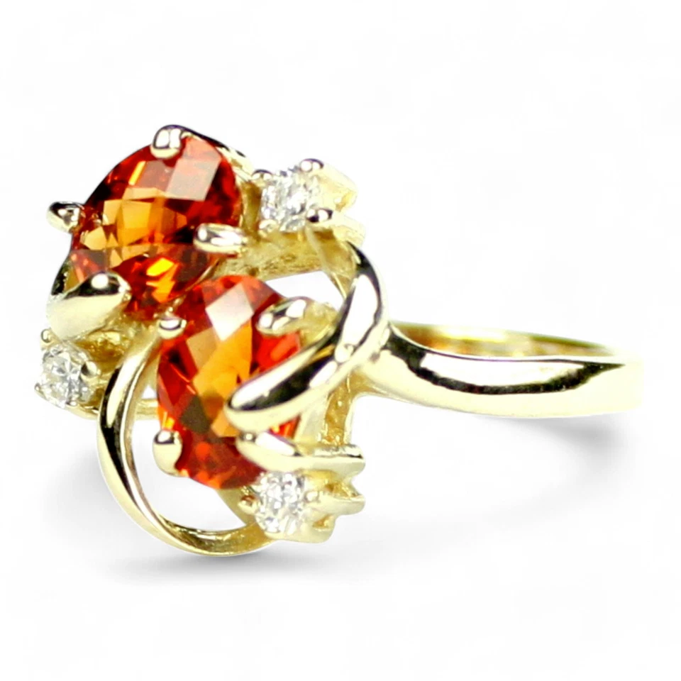 Created Padparadsha Sapphire, 10KY or 14KY Gold Ladies Ring, R016 - Image 2 of 4
