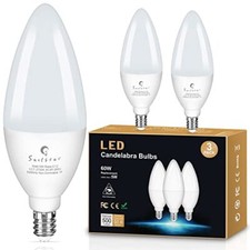 Candelabra Light 5w Bulbs Equivalent 60w E12 Small Base Type B Led Bulbs3-pack