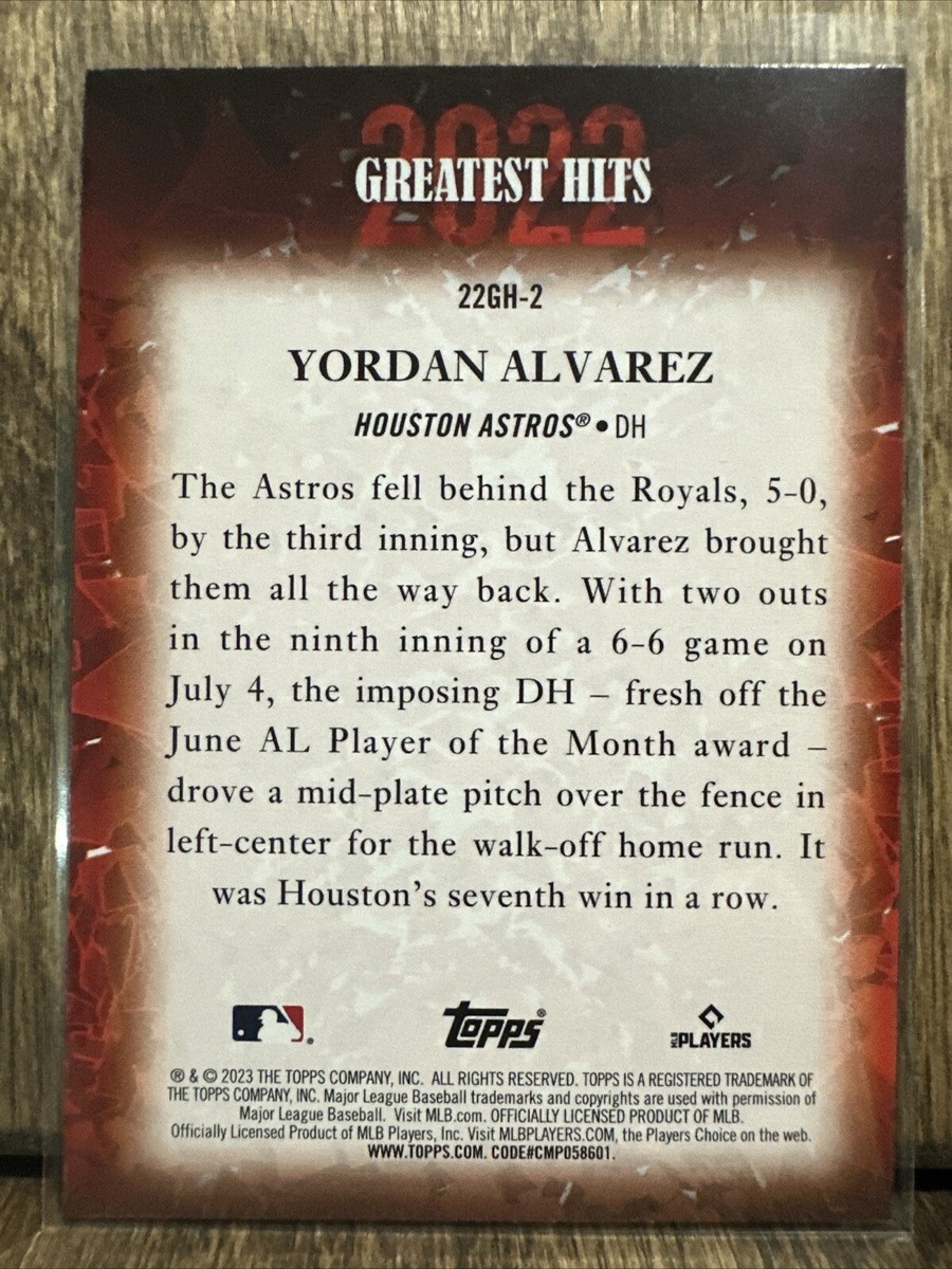 2023 Topps Series 1 Yordan Alvarez 2022 Greatest Hits #22GH