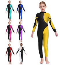Girls Shiny Full Body Unitard Gymnastic Ballet Dance Leotard Jumpsuit Dancewear