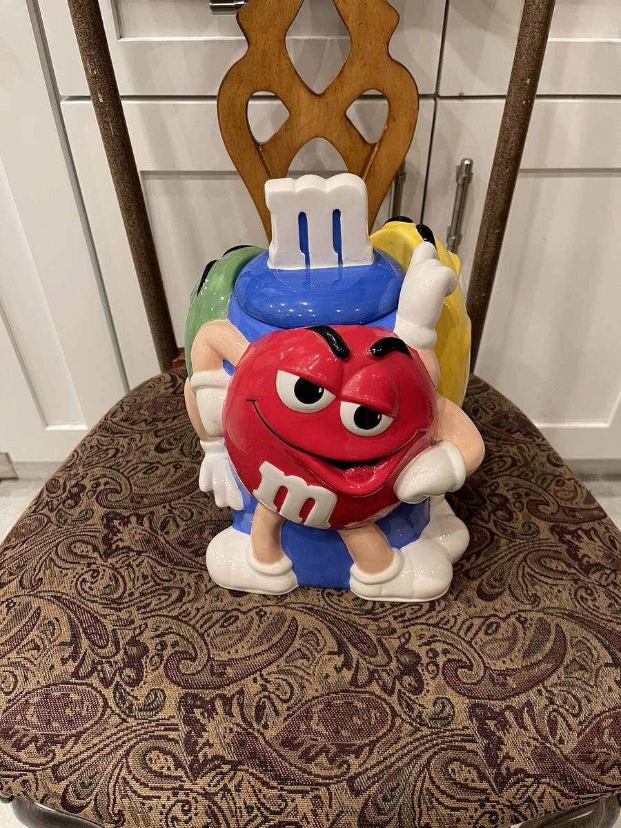 Vintage Rare M&M's Ceramic Cookie Jar Characters Green Red Yellow