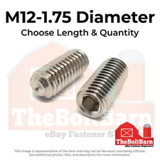 M12-1.75 Stainless A2 Cup Point Allen Socket Set Screws (Choose Length & Qty)